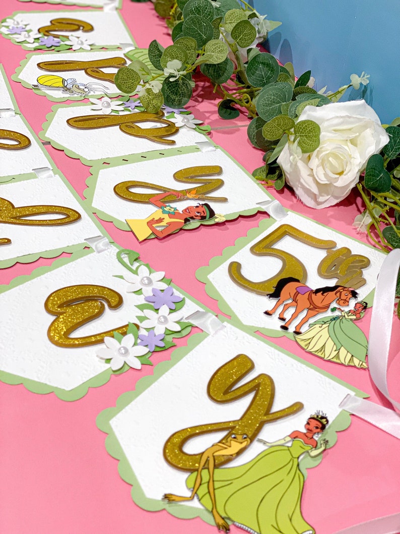 Tiana Happy Birthday Banner Disney Princesses Theme Party - Etsy