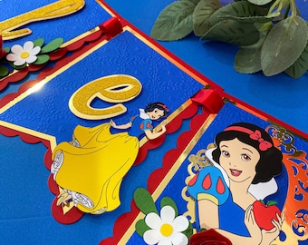 Happy Birthday Banner | Snow White Princess Theme Party | Snow White Birthday Banner | Disney Princess Banner | Snow White Garland |