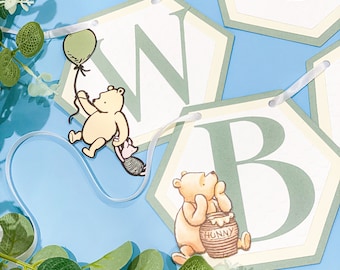 Winnie the Pooh Baby Shower Banner | Winnie the Pooh Theme Party | Sage Winnie the Pooh Birthday Banner | Personalized Banner