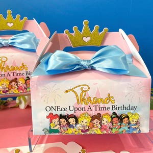 Baby Princess Personalized Favor Boxes | Princess Birthday Decor | Disney Princess Party Favors | Princess Theme Candy Boxes | Gable Boxes