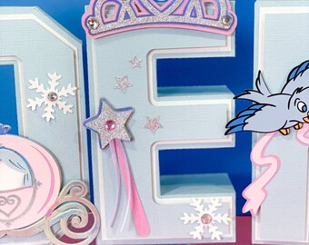 Cinderella Princess Theme 3D Letters Princess Party Theme Disney  princess Birthday Girl Party Decorations
