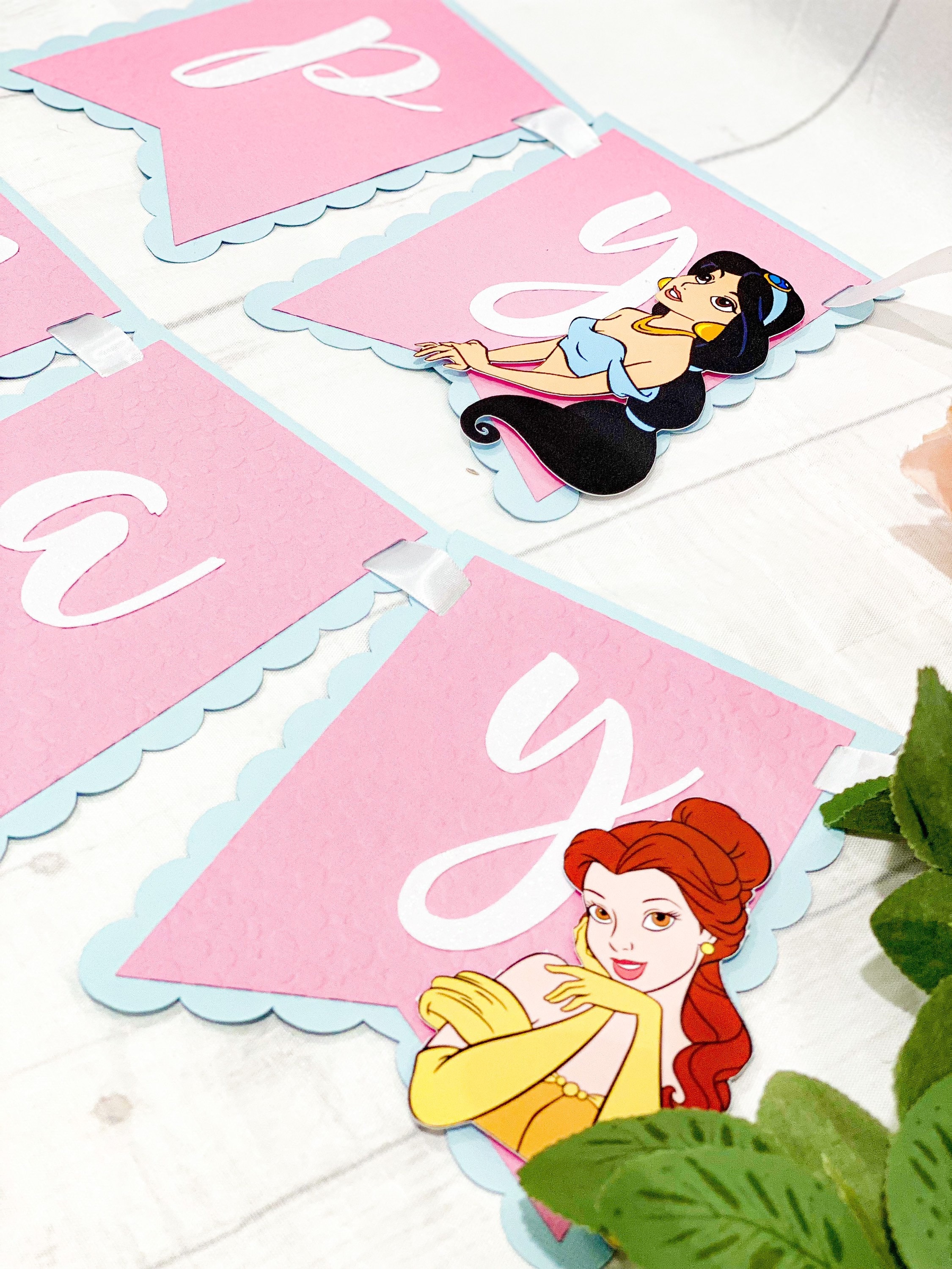 Happy Birthday Banner Disney Princesses Theme Party - Etsy