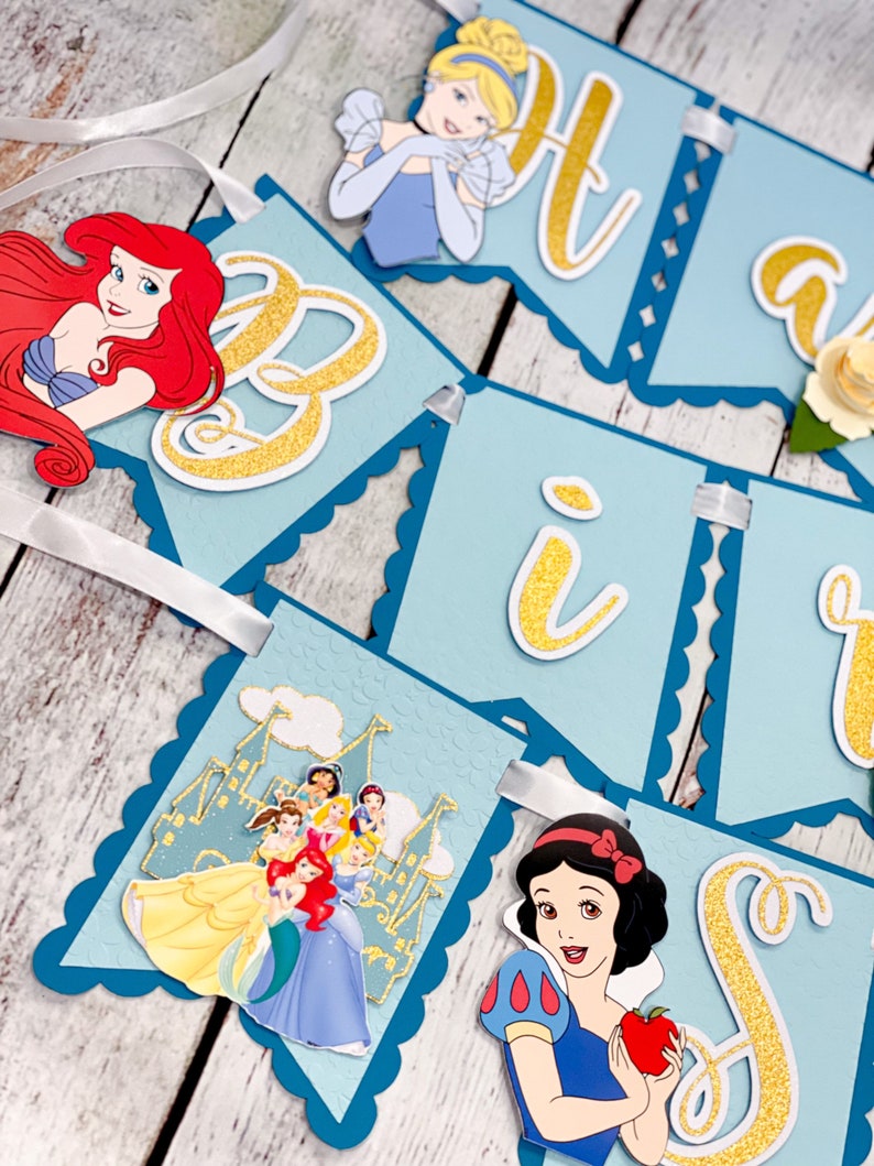 Happy Birthday Banner Disney Princesses Theme Party - Etsy