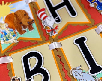 Storybook Birthday Banner | Personalized Birthday Banner | Once Upon a Time Theme Party | Children’s Books Party Decorations |Bookworm party