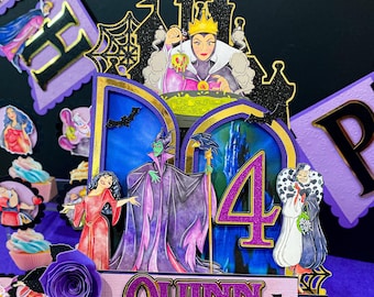 Disney Villains Cake Topper | Princess Villains Theme Party | Halloween Birthday | Villains Birthday Theme |
