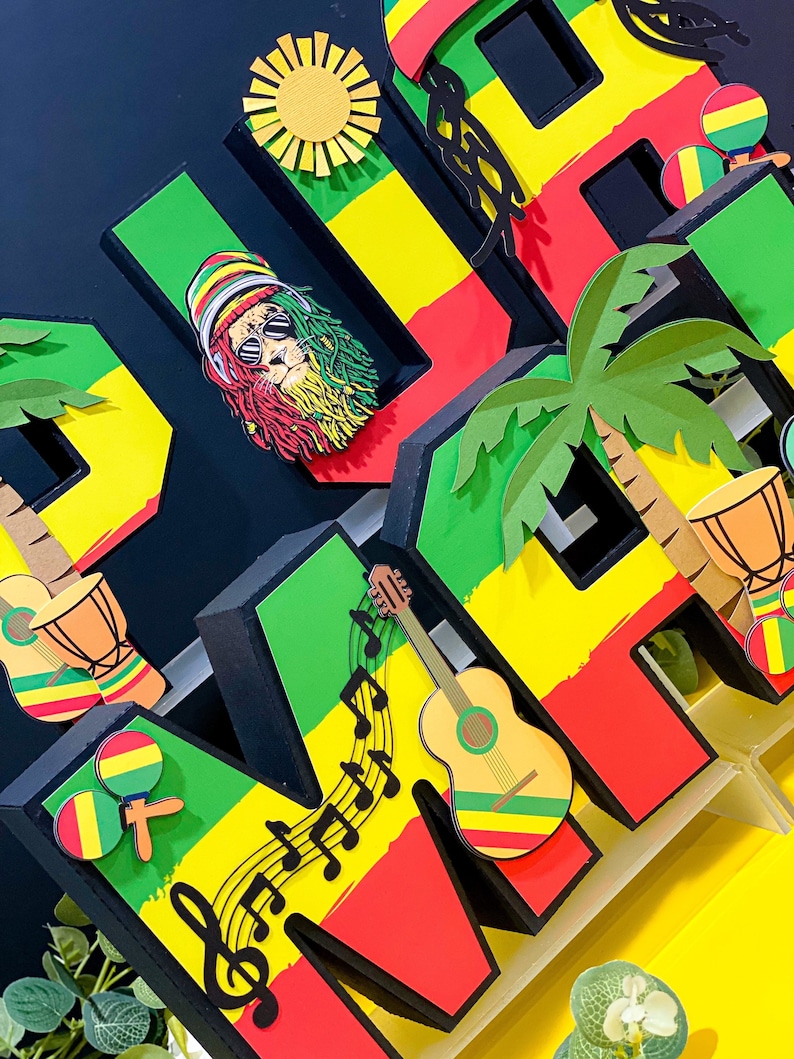 Reggae Raste Alphabet Letters Large Three Little Birds Theme 3D Letters or Numbers | One Love First ...