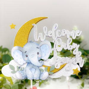 Baby Elephant Cake Topper | Baby Shower Cake Topper | Elephant Theme Party | Baby Shower Theme | Baby Elephant Nursery Decor | Safari Theme