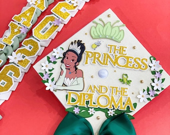 Bundle Princess Tiana Graduation Cap Topper & Lei | Kindergarten Graduation | Graduation Gift | Personalized Grad Cap and Lei |Class of 2026