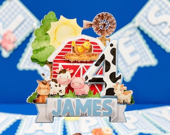 Farm Cake Topper | Barnyard Birthday Cake Topper | Personalized Farm Animal Cake Topper |First Birthday Farm Theme | Custom Name Cake Topper