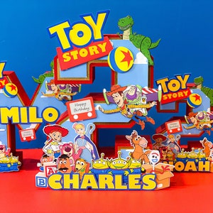 Large Toy Story 3D Letters or Numbers with Name | Toy Story Party Theme | Woody Buzz | Nursery Room Decorations | Baby Shower Centerpieces