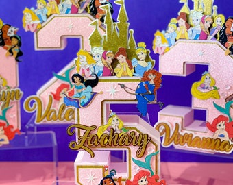 Large Princess 3D Letters or Numbers with Name | Princess Party Theme | Princess Birthday | Girl Party Decorations | Princess Centerpieces