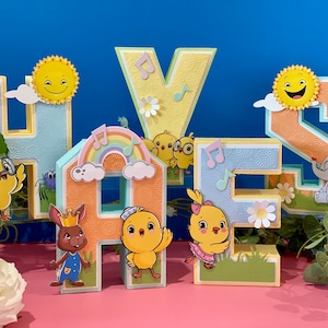 Canticos Theme 3D Letters or Numbers | Canticos Pollitos Party Theme | Canticos Fiesta Birthday | Nursery Room Decor | Sing Along BabyShower
