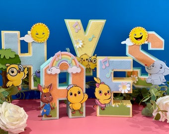 Canticos Theme 3D Letters or Numbers | Canticos Pollitos Party Theme | Canticos Fiesta Birthday | Nursery Room Decor | Sing Along BabyShower