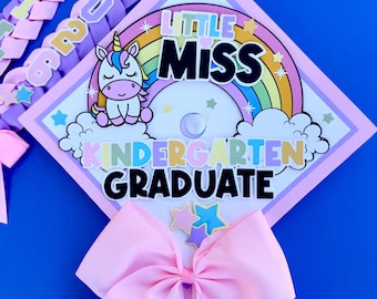 Bundle Unicorn Graduation Cap Topper and Lei | Kindergarten Graduation | Graduation Gift | Personalized Grad Cap and Lei | Class of 2026