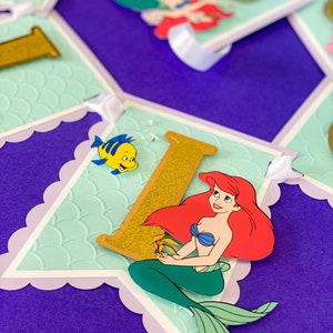 Happy Birthday Banner | Little Mermaid Ariel Theme Party | Under the Sea Birthday Banner | Mermaid Banner