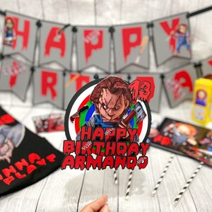 Chucky Birthday Banner Chucky Theme Cake Topper Happy Etsy Chucky Birthday Banner Chucky Theme Cake Topper Happy Etsy