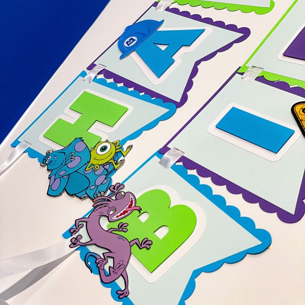 Monster’s Inc Personalized Birthday Banner | Mike and Sulley Theme Party | Monster’s University Party Favors Decor | Boo and Kitty Birthday