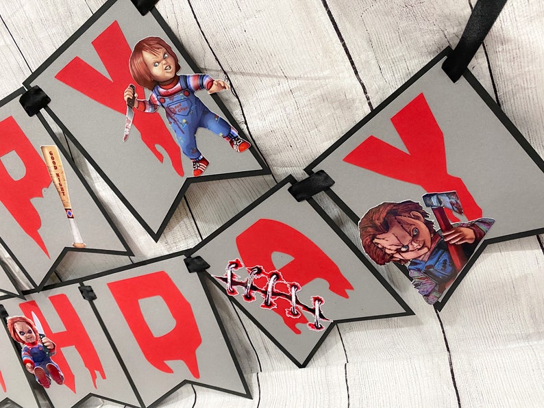 Chucky Birthday Banner Chucky Theme Cake Topper Happy Etsy Chucky Birthday Banner Chucky Theme Cake Topper Happy Etsy