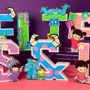 Monster Inc Theme 3D Letters | Monster Inc Theme | Monster Inc Boo and Kitty Birthday | Nursery Room Decor | Baby Shower Keepsake | Wall Art