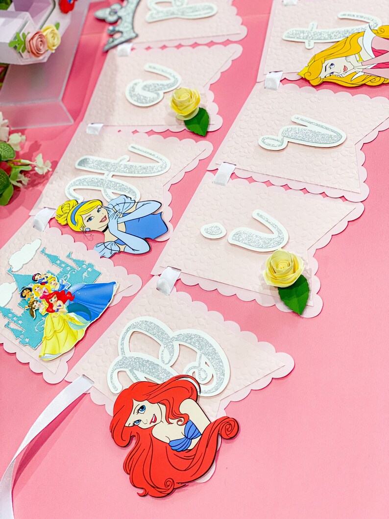 Happy Birthday Banner Disney Princesses Theme Party - Etsy
