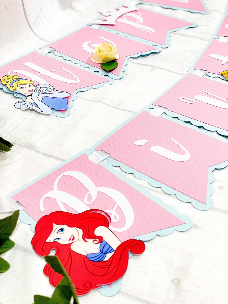 Happy Birthday Banner Disney Princesses Theme Party - Etsy