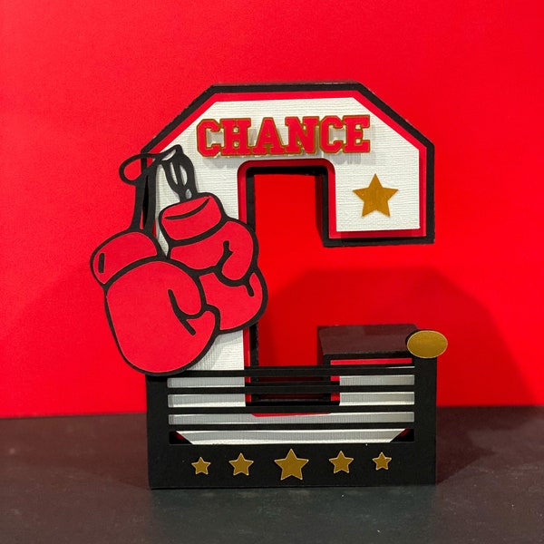 Boxing Theme 3D Letters with Name | First Round Boxing Party Theme | Little Champ Birthday | Nursery Room Decorations | Baby Shower