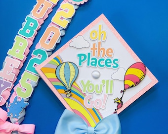 Oh the Places You’ll Go!  Graduation Cap Topper and Lei | Kindergarten Graduation | Graduation Gift | Grad Cap and Lei Set | Class of 2026 |