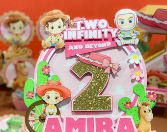Pink Baby Toy Story Theme Birthday | Personalized Birthday | Toy Story Theme Party | Party Decorations | Toy Story Cake Topper |