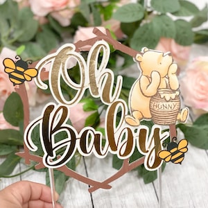 Winnie the Pooh Cake Topper | Baby Shower Cake Topper | Winnie the Pooh Theme Party | Disney Birthday Theme | Classic Winnie the Pooh |