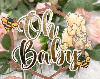 Winnie the Pooh Cake Topper | Baby Shower Cake Topper | Winnie the Pooh Theme Party | Disney Birthday Theme | Classic Winnie the Pooh |
