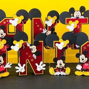 Mickey Mouse Theme 3D Letters Or Numbers | Mickey Party Supplies | Mickey Birthday Decor Set | Disney Centerpieces | Mickey Backdrop Prop |