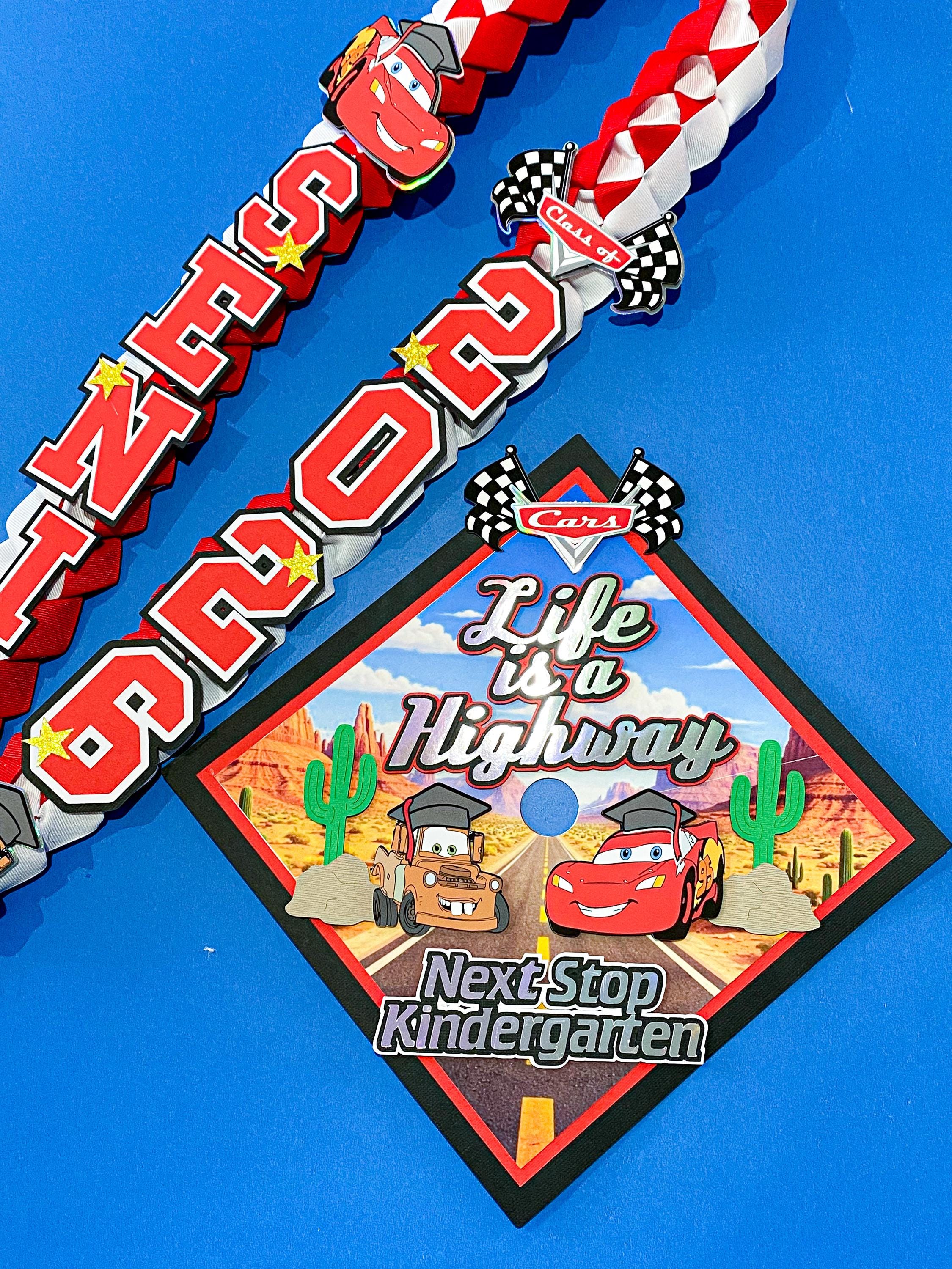 Cars Graduation Lay Bundle Cars Graduation Cap Topper and Lei | Kindergarten Graduation ...