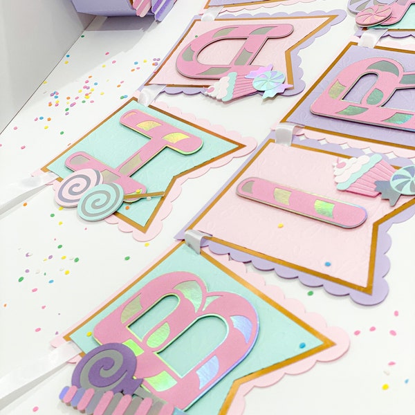 Candyland Birthday Banner | Pastel Candyland Theme Party | Happy Birthday Banner | Personalized Banner | Candy Banner