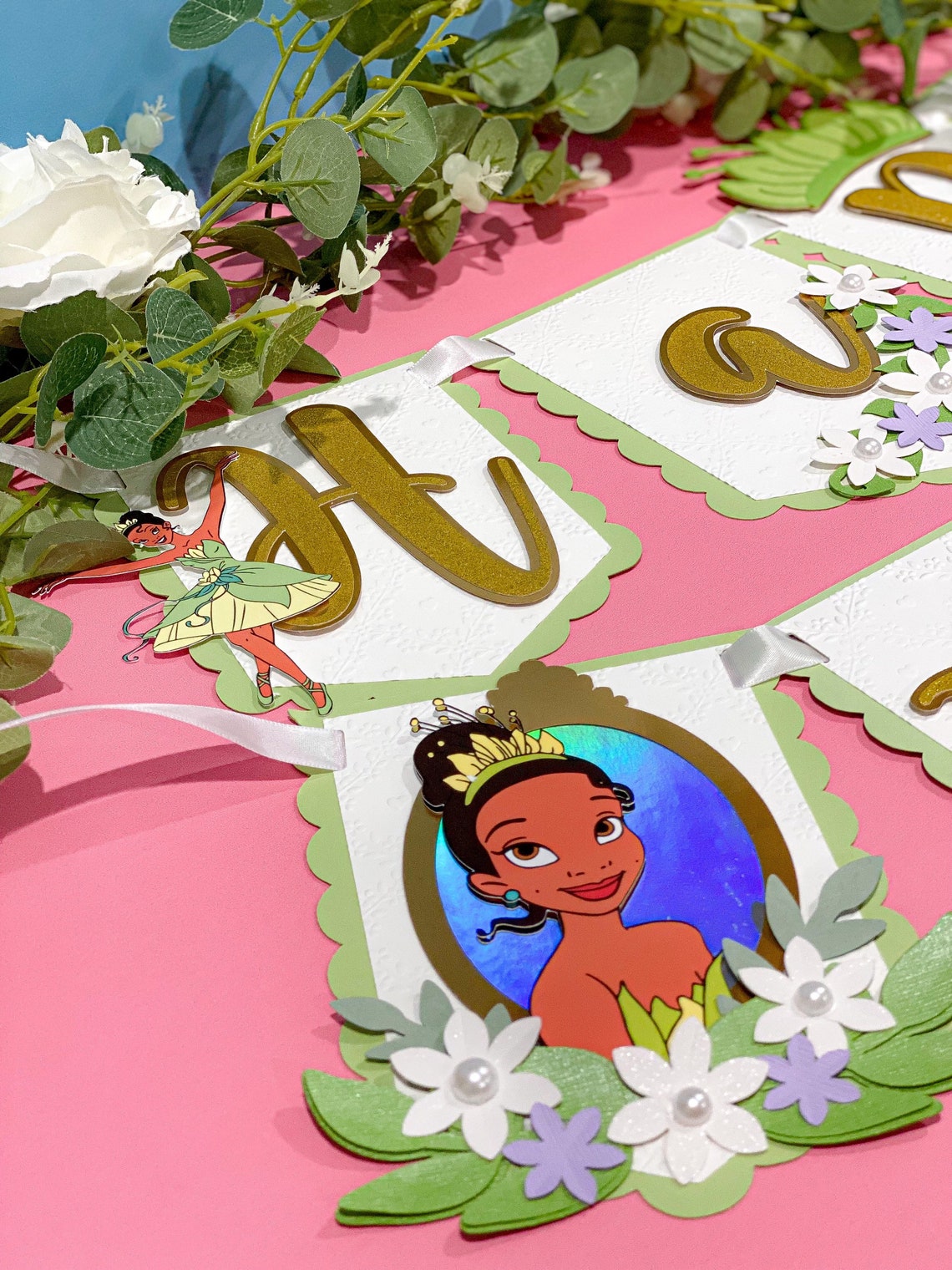 Tiana Happy Birthday Banner Disney Princesses Theme Party - Etsy