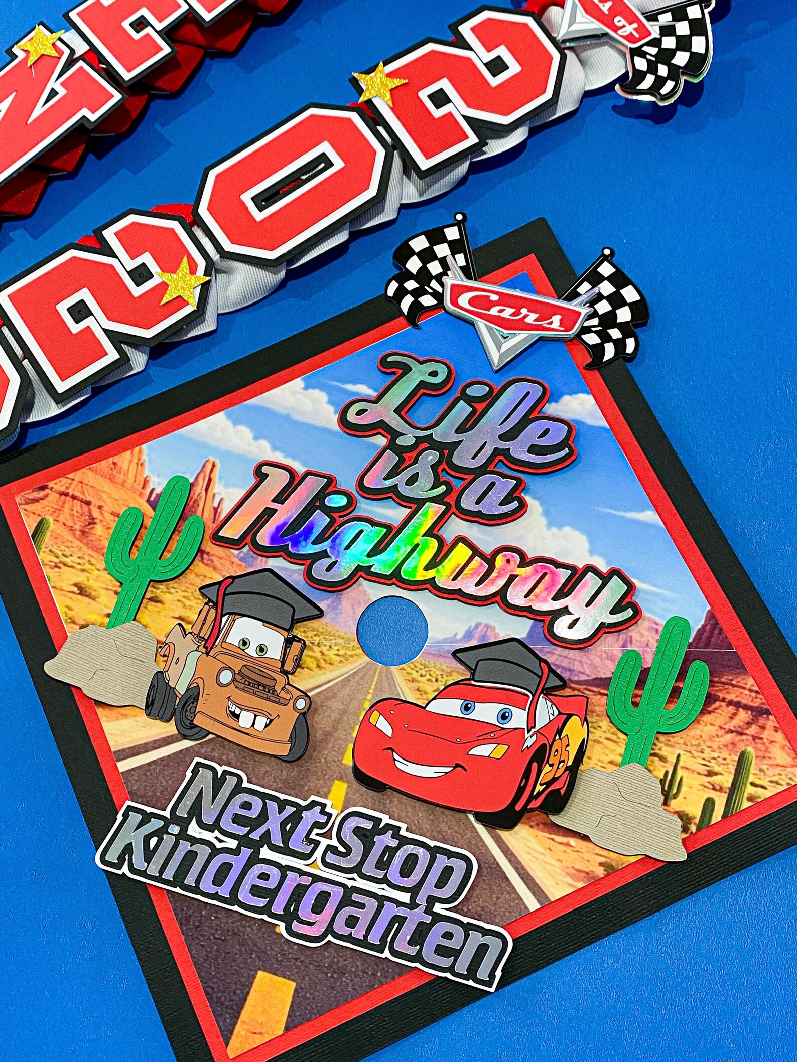 Cars Graduation Lay Bundle Cars Graduation Cap Topper and Lei | Kindergarten Graduation ...