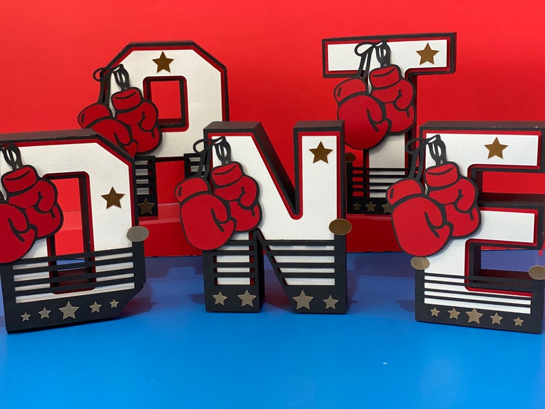 Boxing Theme 3D Letters or Numbers | First Round Boxing Birthday Party ...