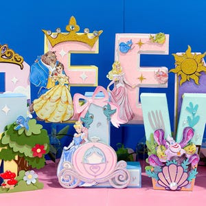 Princess 3D Letters or Numbers| Princess Party Theme | Princess Birthday Keepsake | Girl Party Decor | Princess Centerpiece | Memorabilia |