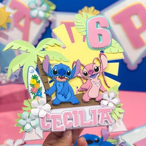 Angel and Stitch Cake Topper | Baby Shower Cake Topper | Angel and Stitch Theme Party | Disney Birthday Theme |
