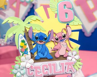 Angel and Stitch Cake Topper | Baby Shower Cake Topper | Angel and Stitch Theme Party | Disney Birthday Theme |