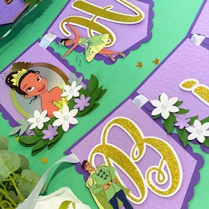 Purple Tiana Happy Birthday Banner | Disney Princess Theme Party | Princess Birthday Banner | Disney Princess Banner | Princess and the Frog