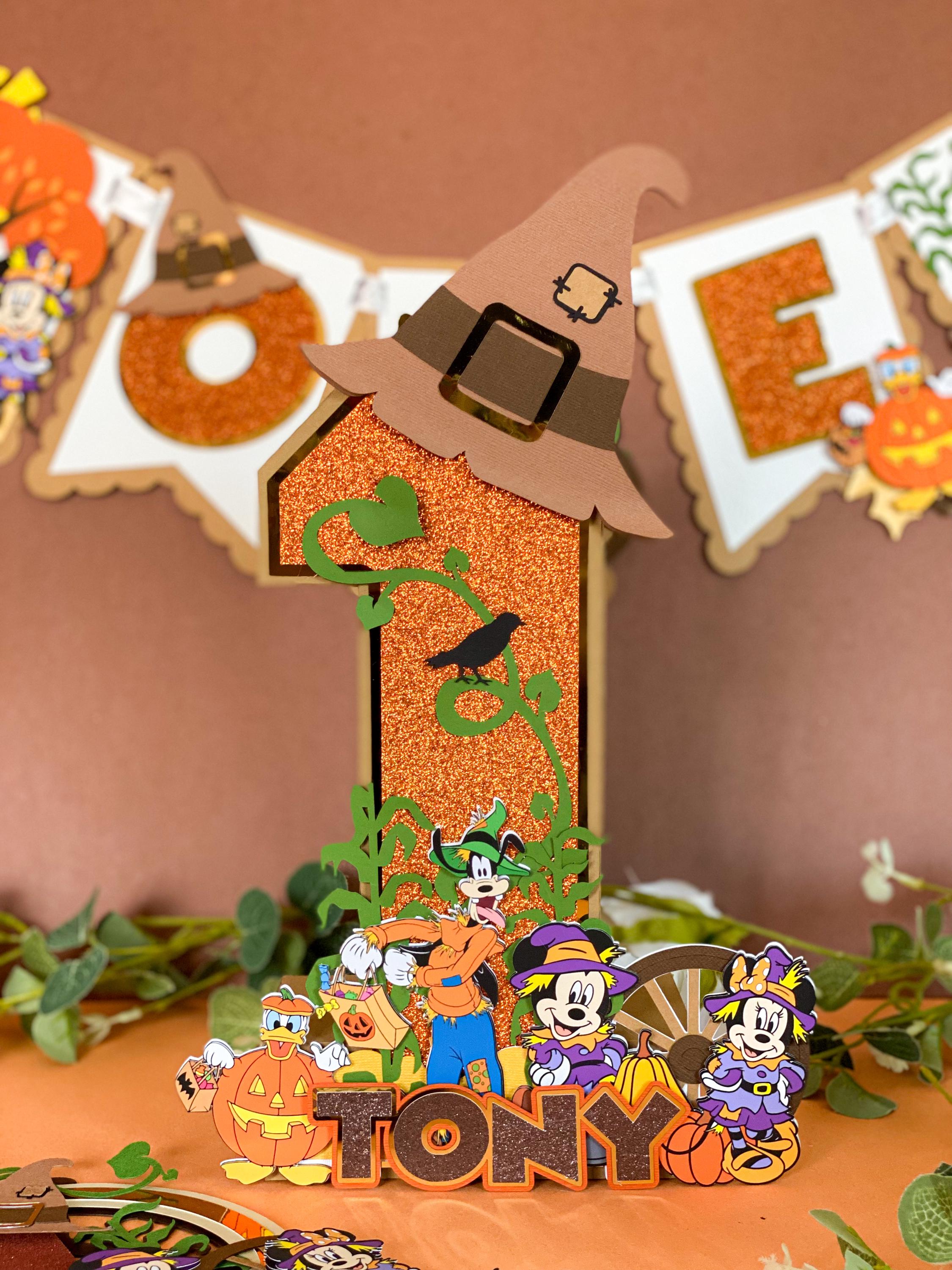 Large Fall Autumn Halloween Mickey and Friends Theme 3D Letters Or Numbers | Halloween Mickey Party Supply | Fall Disney Mickey Centerpiece