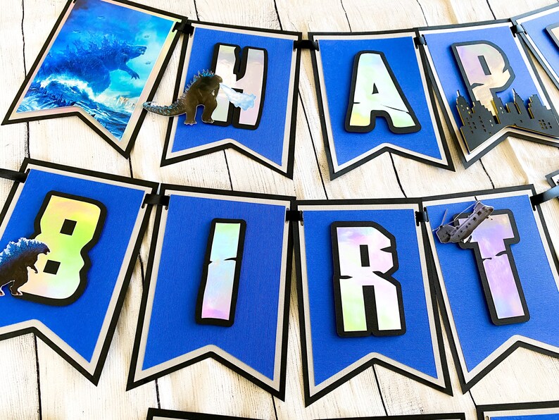 Godzilla Theme Birthday Banner Personalized Birthday Banner - Etsy