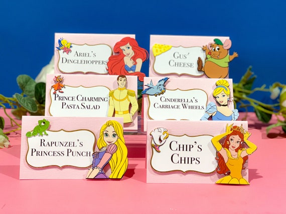 Princess Party Food Labels | Food Tents | Disney Princess Party | Princess Party Decorations | Place Cards | Name Cards | Buffet Food Labels