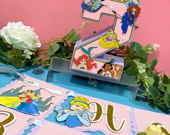 Purple and Pink Happy Birthday Banner | Disney Princesses Theme Party | Princess Birthday Banner | Disney Princess Banner