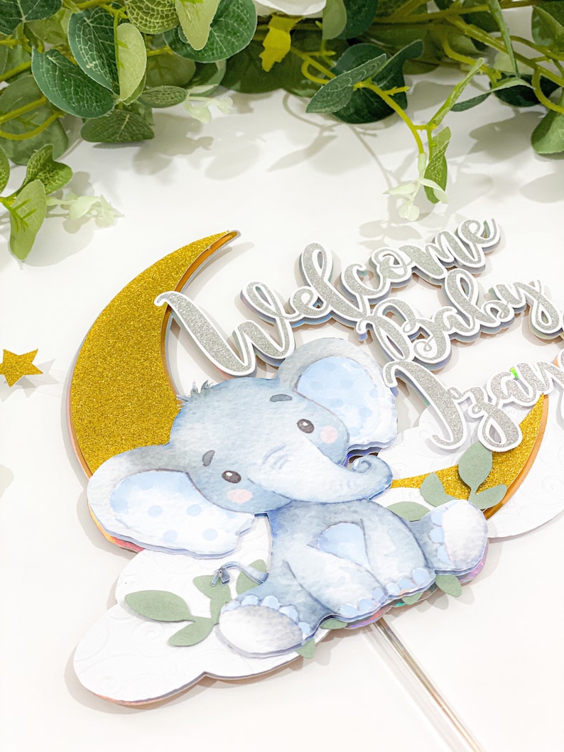 Baby Elephant Cake Topper Baby Shower Cake Topper Elephant Etsy