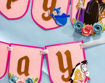 Sleeping Beauty Banner | Disney Princesses Theme Party | Sleeping Beauty Princess Birthday Banner | Disney Princess Aurora Maleficent