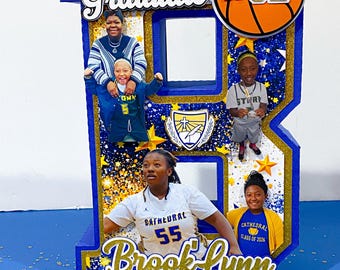 Large Custom 3D Graduation Letter with Photos | Basketball Senior Night Decor | Personalized Class of 2026 Grad Gift | Sports Graduation Set