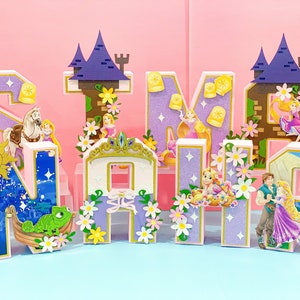 Rapunzel Theme 3D Letters | Rapunzel Tangled Party Theme | Rapunzel Birthday | Nursery Room Decorations | Baby Shower