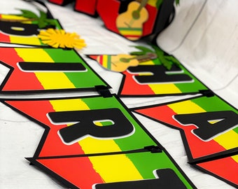 One & Loved Banner | One Love Theme Party | Rasta Birthday Theme | Jamaican Theme Banner | Reggae Birthday | Bob Marley Inspired Decor |