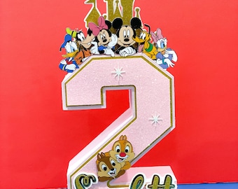 Trójwymiarowe litery lub cyfry z Myszką Miki i Przyjacielami Disneya | Dekoracje urodzinowe Myszki Minnie | Upominki na przyjęcie z Kaczorem Donaldem | Centralny element z Goofym i Pluto